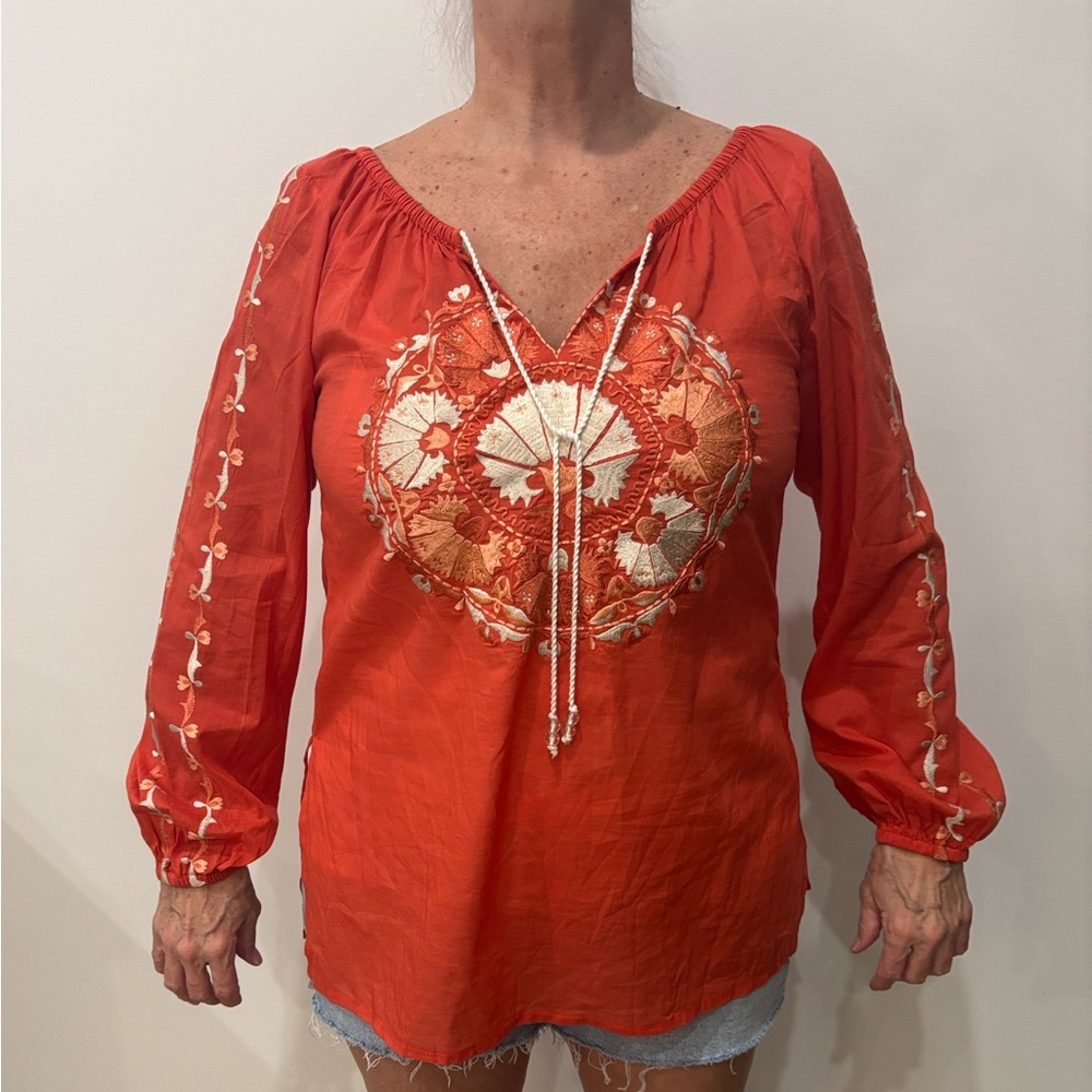 Tashia London Embroidered Orange Women's Top